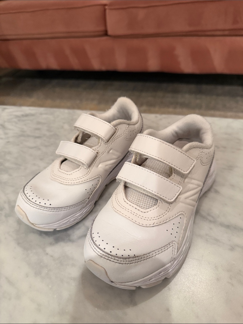 Kids White Velcro Athletic Sneakers new balance size 12